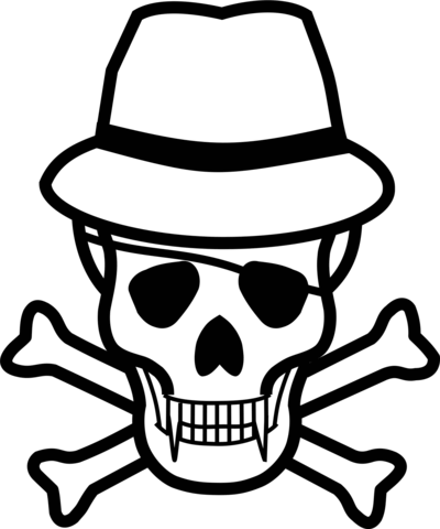 Skull And Hat Coloring Page